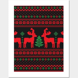 Traditional, Deer with trees Merry Christmas Cool and Funny Gift Design Posters and Art
